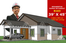 DESIGN RUMAH B103- PELAN RUMAH BANGLO 1 TINGKAT-3 BILIK (1232 KAKI PERSEGI-39’ X 45’)