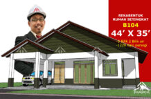 DESIGN RUMAH B104- PELAN RUMAH BANGLO 1 TINGKAT-3 BILIK (1220 KAKI PERSEGI-44’ X 35’)