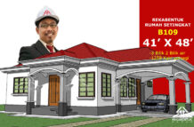 DESIGN RUMAH B109- PELAN RUMAH BANGLO 1 TINGKAT-3 BILIK (1259 KAKI PERSEGI-41’ X 48’)