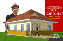 DESIGN RUMAH B121- PELAN RUMAH BANGLO 1 TINGKAT-3 BILIK (930 KAKI PERSEGI-28’ X 44’)