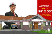 DESIGN RUMAH B127- PELAN RUMAH BANGLO 1 TINGKAT-4 BILIK (1318 KAKI PERSEGI-57’ X 33’)