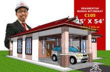 DESIGN RUMAH C105- PELAN RUMAH BANGLO 1 TINGKAT-3 BILIK (1457 KAKI PERSEGI-35’ X 54’)