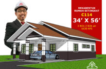 DESIGN RUMAH C114- PELAN RUMAH BANGLO 1 TINGKAT-3 BILIK (1638 KAKI PERSEGI-34’ X 56’)
