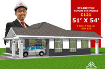 DESIGN RUMAH C121- PELAN RUMAH BANGLO 1 TINGKAT-6 BILIK (1894 KAKI PERSEGI-51’ X 54’)
