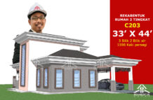 DESIGN RUMAH C203- PELAN RUMAH BANGLO 2 TINGKAT -3 BILIK (1598 KAKI PERSEGI-33’ X 44’)