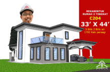 DESIGN RUMAH C204- PELAN RUMAH BANGLO 2 TINGKAT -3 BILIK (1793 KAKI PERSEGI-33’ X 44’)