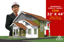DESIGN RUMAH C210- PELAN RUMAH BANGLO 2 TINGKAT -4 BILIK (1874 KAKI PERSEGI-44’ X 32’)