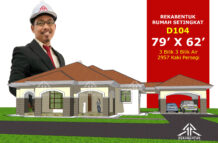 DESIGN RUMAH D104- PELAN RUMAH BANGLO 1 TINGKAT-3 BILIK (2957 KAKI PERSEGI-79’ X 62’)
