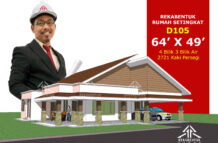 DESIGN RUMAH D105- PELAN RUMAH BANGLO 1 TINGKAT-4 BILIK (2721 KAKI PERSEGI-49’ X 64’)