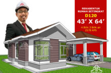 DESIGN RUMAH D120- PELAN RUMAH BANGLO 1 TINGKAT-4 BILIK (2178 KAKI PERSEGI-43’ X 64’)