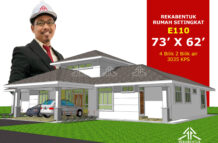 DESIGN RUMAH E110- PELAN RUMAH BANGLO 1 TINGKAT-4 BILIK (3035 KAKI PERSEGI-73’ X 62’)
