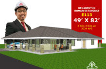 DESIGN RUMAH E113- PELAN RUMAH BANGLO 1 TINGKAT-3 BILIK (3034 KAKI PERSEGI-49’ X 82’)
