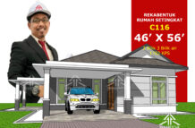 DESIGN RUMAH C116- PELAN RUMAH BANGLO 1 TINGKAT-3 BILIK (1782 KAKI PERSEGI-46’ X 56’)