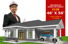 DESIGN RUMAH C128- PELAN RUMAH BANGLO 1 TINGKAT-3 BILIK (1779 KAKI PERSEGI-46’ X 56’)