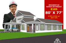 DESIGN RUMAH E105- PELAN RUMAH BANGLO 1 TINGKAT-6 BILIK (3857 KAKI PERSEGI-80’ X 77’)