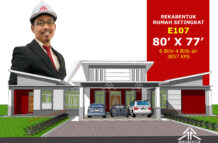DESIGN RUMAH E107- PELAN RUMAH BANGLO 1 TINGKAT-6 BILIK (3857 KAKI PERSEGI-80’ X 77’)