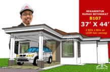 DESIGN RUMAH B107- PELAN RUMAH BANGLO 1 TINGKAT-3 BILIK (1038 KAKI PERSEGI-37’ X 44’)