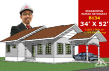 DESIGN RUMAH B134- PELAN RUMAH BANGLO 1 TINGKAT-3 BILIK (1283 KAKI PERSEGI-34’ X 52’)
