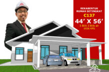 DESIGN RUMAH C137- PELAN RUMAH BANGLO 1 TINGKAT-5 BILIK (1936 KAKI PERSEGI-44’ X 56’)