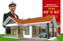 DESIGN RUMAH C144- PELAN RUMAH BANGLO 1 TINGKAT-4 BILIK (1831 KAKI PERSEGI-43’ X 52’)