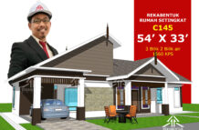 DESIGN RUMAH C145- PELAN RUMAH BANGLO 1 TINGKAT-3 BILIK (1560 KAKI PERSEGI-54’ X 33’)