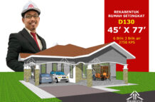 DESIGN RUMAH D130- PELAN RUMAH BANGLO 1 TINGKAT-6 BILIK (2758 KAKI PERSEGI-45’ X 77’)