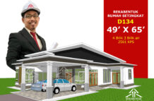 DESIGN RUMAH D134- PELAN RUMAH BANGLO 1 TINGKAT-4 BILIK (2561 KAKI PERSEGI-49’ X 65’)