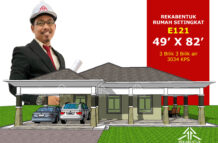 DESIGN RUMAH E121- PELAN RUMAH BANGLO 1 TINGKAT-3 BILIK (3034 KAKI PERSEGI-49’ X 82’)