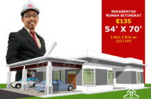 DESIGN RUMAH E135- PELAN RUMAH BANGLO 1 TINGKAT-5 BILIK (3253 KAKI PERSEGI-54’ X 70’)