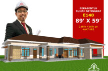 DESIGN RUMAH E140- PELAN RUMAH BANGLO 1 TINGKAT-3 BILIK (4447 KAKI PERSEGI-89’ X 59’)