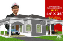 DESIGN RUMAH B142- PELAN RUMAH BANGLO 1 TINGKAT-2 BILIK (1331 KAKI PERSEGI-44’ X 36’)