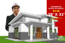 DESIGN RUMAH B146- PELAN RUMAH BANGLO 1 TINGKAT-4 BILIK (1000 KAKI PERSEGI-38’ X 32’)