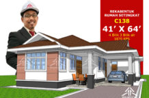 DESIGN RUMAH C138- PELAN RUMAH BANGLO 1 TINGKAT-4 BILIK (1870 KAKI PERSEGI-41’ X 64’)