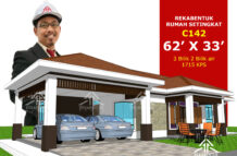 DESIGN RUMAH C142- PELAN RUMAH BANGLO 1 TINGKAT-3 BILIK (1715 KAKI PERSEGI-62’ X 33’)
