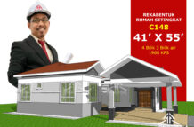 DESIGN RUMAH C148- PELAN RUMAH BANGLO 1 TINGKAT-4 BILIK (1968 KAKI PERSEGI-41’ X 55’)