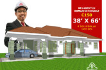 DESIGN RUMAH C150- PELAN RUMAH BANGLO 1 TINGKAT-4 BILIK (1997 KAKI PERSEGI-38’ X 66’)