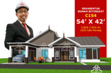 DESIGN RUMAH C154- PELAN RUMAH BANGLO 1 TINGKAT-3 BILIK (1653 KAKI PERSEGI-54’ X 42’)