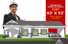 DESIGN RUMAH C157- PELAN RUMAH BANGLO 1 TINGKAT-4 BILIK (1979 KAKI PERSEGI-63’ X 52’)