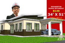 DESIGN RUMAH B149- PELAN RUMAH BANGLO 1 TINGKAT-3 BILIK (1291 KAKI PERSEGI-34’ X 51’)