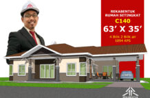 DESIGN RUMAH C140- PELAN RUMAH BANGLO 1 TINGKAT-4 BILIK (1894 KAKI PERSEGI-63’ X 35’)
