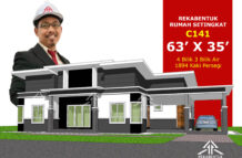 DESIGN RUMAH C141- PELAN RUMAH BANGLO 1 TINGKAT-4 BILIK (1894 KAKI PERSEGI-63’ X 35’)