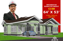 DESIGN RUMAH C158- PELAN RUMAH BANGLO 1 TINGKAT-4 BILIK (1999 KAKI PERSEGI-64’ X 53’)