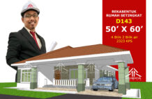 DESIGN RUMAH D143- PELAN RUMAH BANGLO 1 TINGKAT-4 BILIK (2323 KAKI PERSEGI-50’ X 60’)