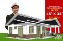 DESIGN RUMAH B155- PELAN RUMAH BANGLO SETINGKAT 3 BILIK (1226 KAKI PERSEGI-44’ X 35’)