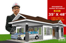DESIGN RUMAH B158- PELAN RUMAH BANGLO SETINGKAT 4 BILIK (1350 KAKI PERSEGI-35’ X 48’)