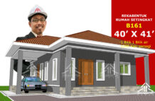 DESIGN RUMAH B161- PELAN RUMAH BANGLO SETINGKAT 1 BILIK (1290 KAKI PERSEGI-40’ X 41’)