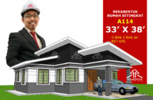 DESIGN RUMAH A114- PELAN RUMAH BANGLO 1 TINGKAT-3 BILIK (847 KAKI PERSEGI-33’ X 38’)