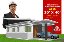 DESIGN RUMAH A115- PELAN RUMAH BANGLO 1 TINGKAT-3 BILIK (701 KAKI PERSEGI-20’ X 40’)