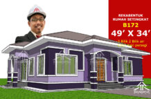DESIGN RUMAH B172- PELAN RUMAH BANGLO 1 TINGKAT-3 BILIK (1317 KAKI PERSEGI-49’ X 34’)