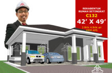 DESIGN RUMAH C132- PELAN RUMAH BANGLO 1 TINGKAT-3 BILIK (1800 KAKI PERSEGI-42’ X 49’)